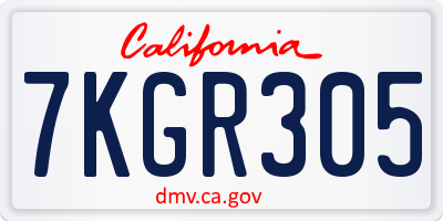 CA license plate 7KGR305