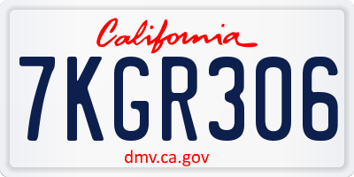 CA license plate 7KGR306