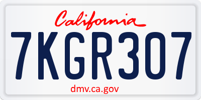 CA license plate 7KGR307