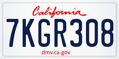 CA license plate 7KGR308