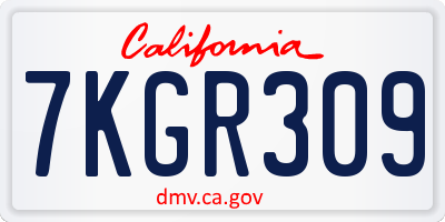 CA license plate 7KGR309