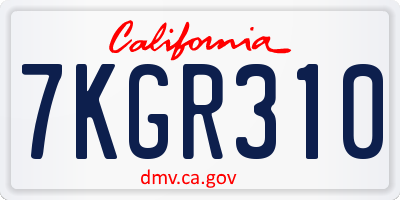CA license plate 7KGR310