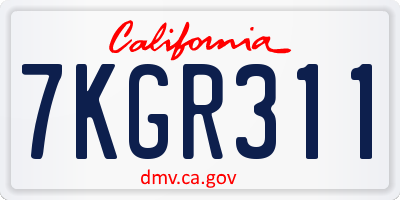 CA license plate 7KGR311
