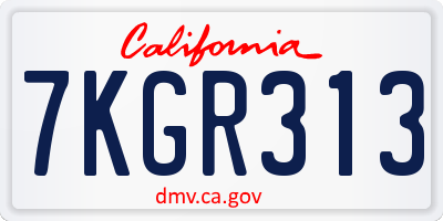 CA license plate 7KGR313