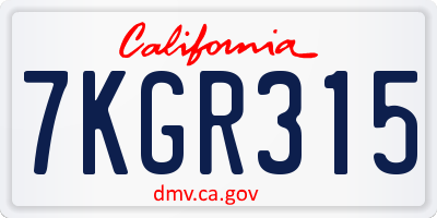 CA license plate 7KGR315
