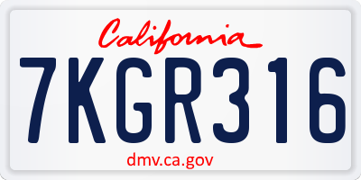 CA license plate 7KGR316