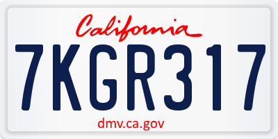 CA license plate 7KGR317