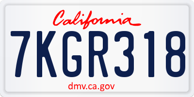 CA license plate 7KGR318