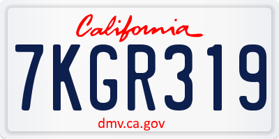 CA license plate 7KGR319