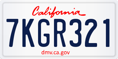 CA license plate 7KGR321
