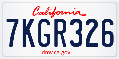 CA license plate 7KGR326