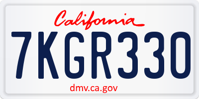 CA license plate 7KGR330