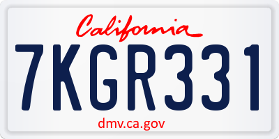 CA license plate 7KGR331