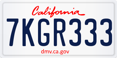 CA license plate 7KGR333