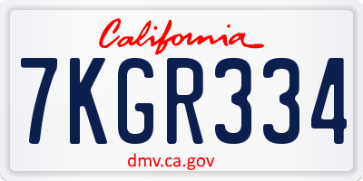 CA license plate 7KGR334