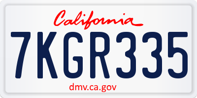 CA license plate 7KGR335