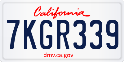 CA license plate 7KGR339