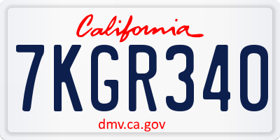 CA license plate 7KGR340