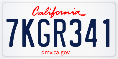 CA license plate 7KGR341