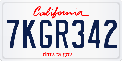 CA license plate 7KGR342