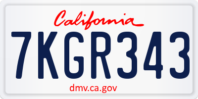CA license plate 7KGR343