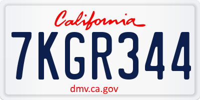 CA license plate 7KGR344