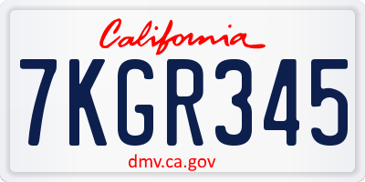 CA license plate 7KGR345