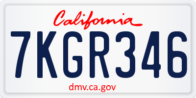 CA license plate 7KGR346