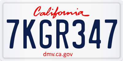 CA license plate 7KGR347