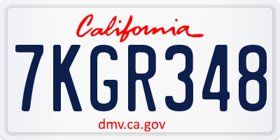 CA license plate 7KGR348