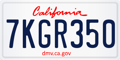 CA license plate 7KGR350