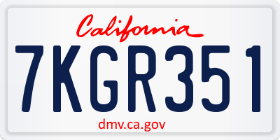 CA license plate 7KGR351