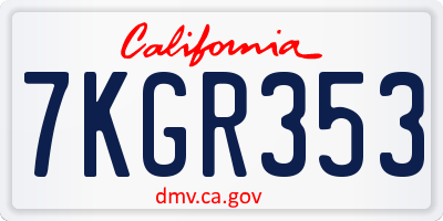 CA license plate 7KGR353