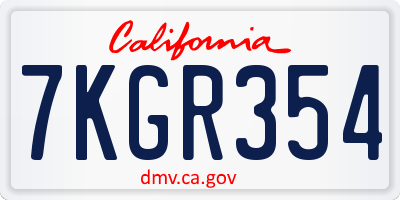 CA license plate 7KGR354