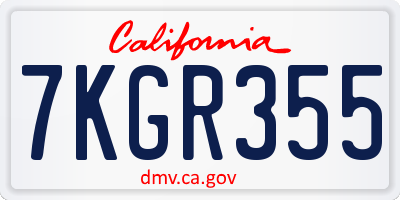 CA license plate 7KGR355