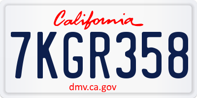 CA license plate 7KGR358
