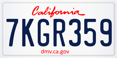 CA license plate 7KGR359