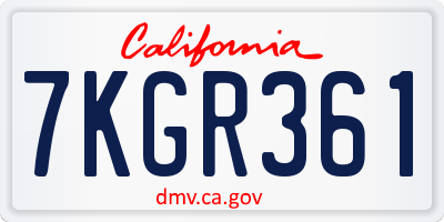 CA license plate 7KGR361