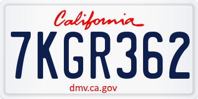 CA license plate 7KGR362