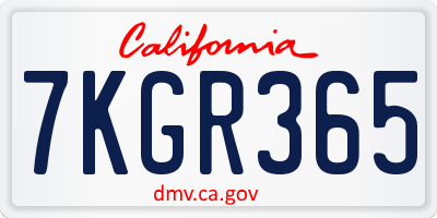 CA license plate 7KGR365
