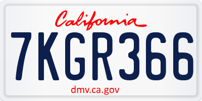CA license plate 7KGR366