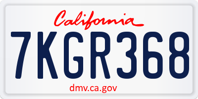CA license plate 7KGR368