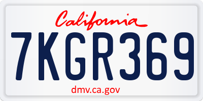 CA license plate 7KGR369