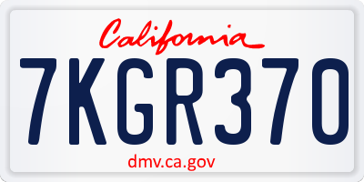 CA license plate 7KGR370