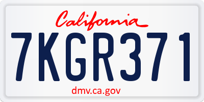 CA license plate 7KGR371