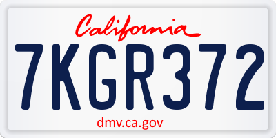 CA license plate 7KGR372