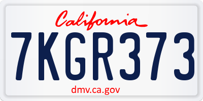 CA license plate 7KGR373