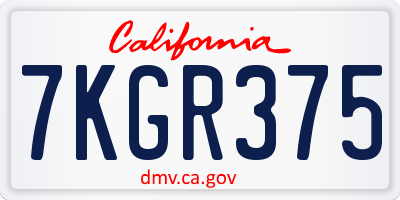 CA license plate 7KGR375
