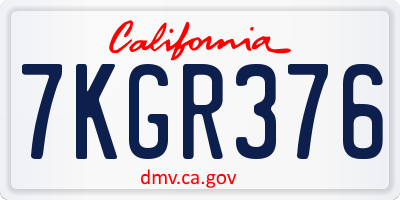 CA license plate 7KGR376