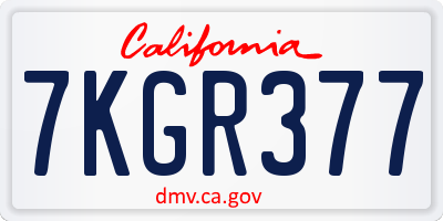 CA license plate 7KGR377